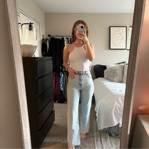 Zara Light Wash Wide Leg Denim Jeans